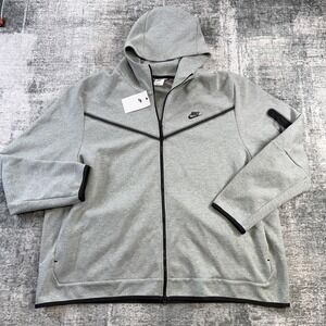Nike Tech Fleece Hoodie Mens 4XL Heather Gray Full Zip Sweatshirt Sportswear NEW